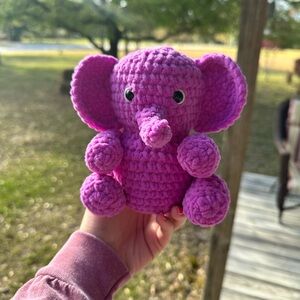 Handmade Crochet Purple Elephant Plush